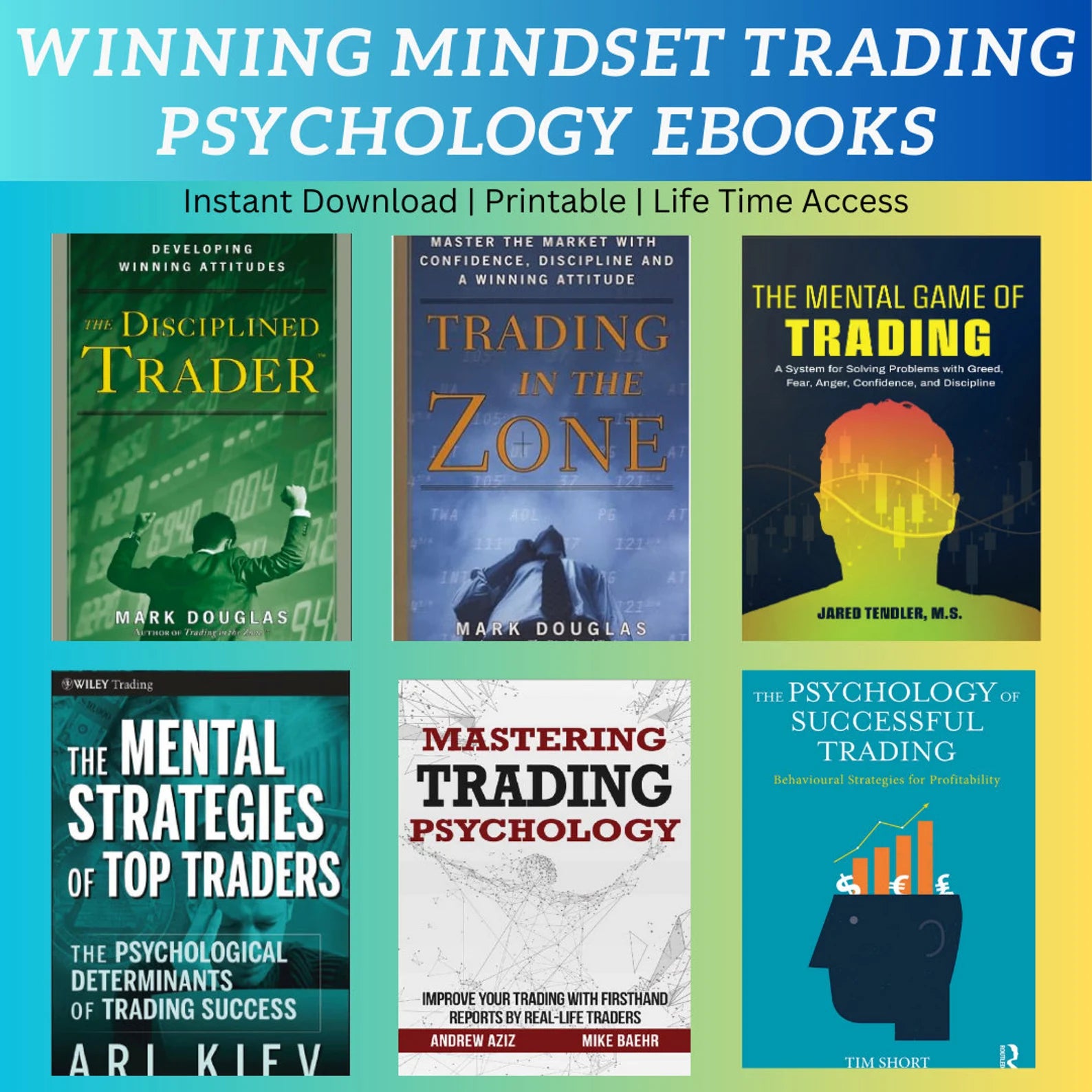 6 Winning Mindset Forex Trading Psychology eBook Collections Risk Management Emotion Control Positive mindset Digital Book Bundle Course