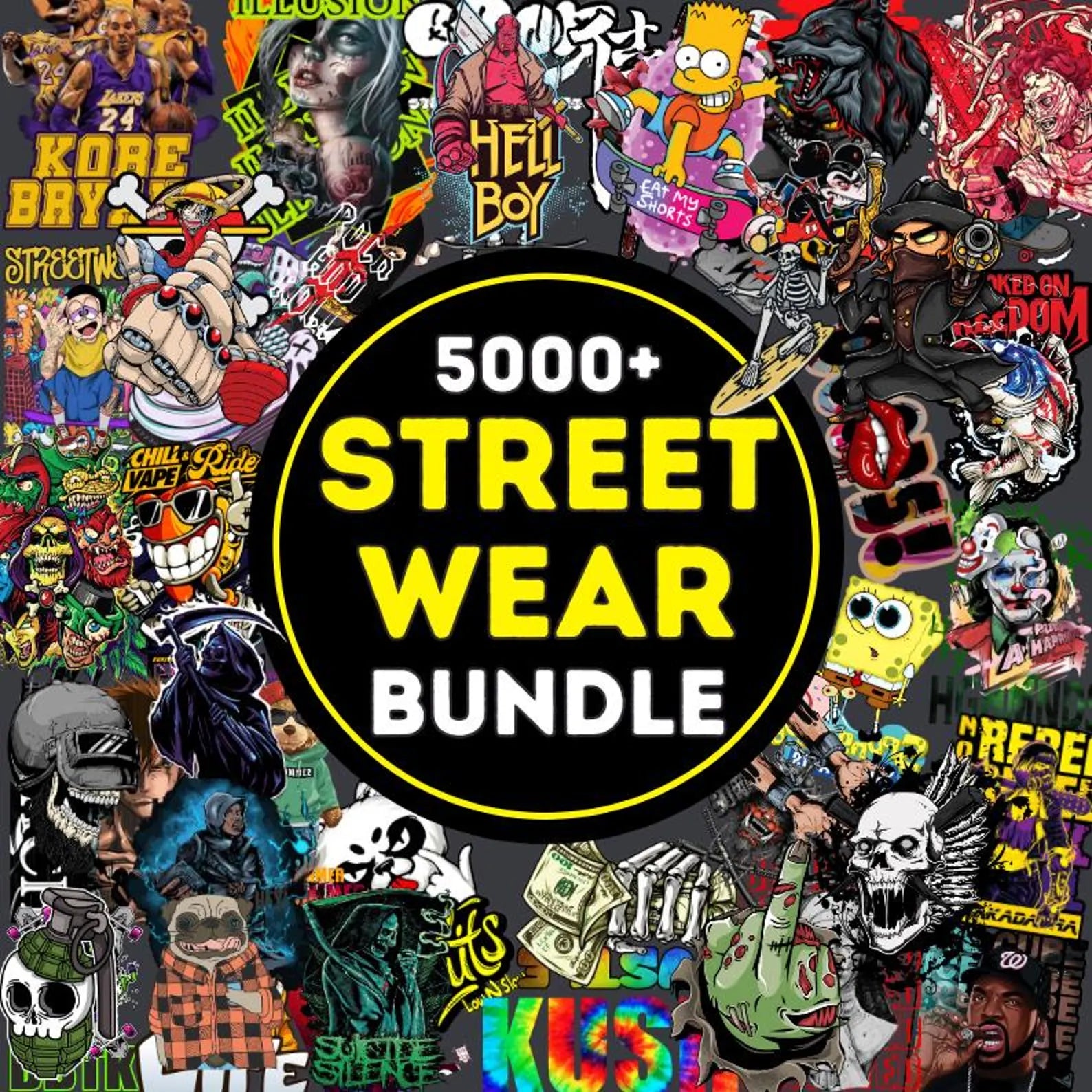 5000+ Latest Streetwear Bundle |PNG,AI,SVG| Tshirt Bundle | T-Shirt Print Design | Hip Hop T-Shirt | Pop Culture | T-Shirt Pod Design